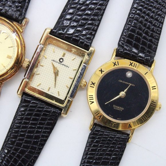 J.B Champion Watch Lot 4 Womens Gold Tone Stainless Steel Classic Leather Band - Picture 3 of 11